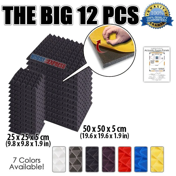 Arrowzoom Acoustic Panel Soundproofing Foam Pyramid Studio Tiles with Adhesive 12 pcs Pack KK1053
Arrowzoom Acoustic Panel Soundproofing Foam Pyramid Studio Tiles with Adhesive 12 pcs Pack KK1053