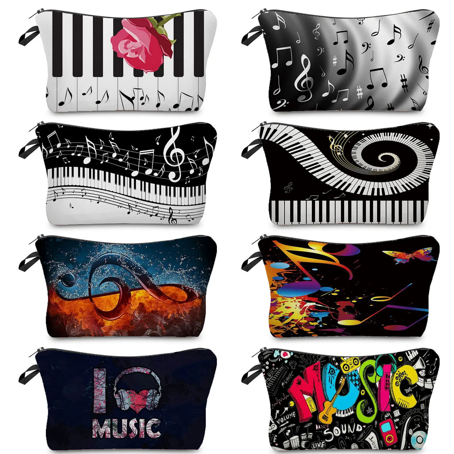 Heat Transfer Music Notes Print Cosmetic Bags Piano / Guitar Painting Women Makeup Bag High Quality Portable Pencil Case Custom
Heat Transfer Music Notes Print Cosmetic Bags Piano / Guitar Painting Women Makeup Bag High Quality Portable Pencil Case Custom