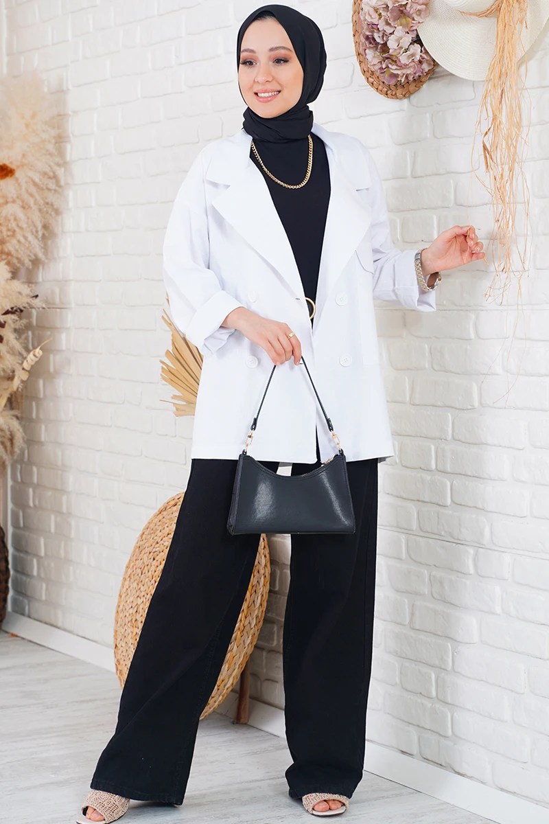 Women Double Breasted White Linen Jacket Long Sleeve Suit Blazer Coats Office Business Muslim Abaya Ramadan Robe Femme Musulmane
Women Double Breasted White Linen Jacket Long Sleeve Suit Blazer Coats Office Business Muslim Abaya Ramadan Robe Femme Musulmane