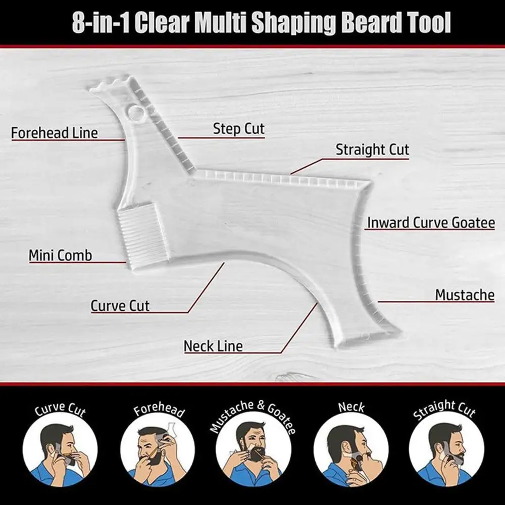 8-in1 Men Beard Shaping Template Comb Men's Beards Beard Shaving Combs Beauty Tool for Hair Beard Trim Styling Templates
8-in1 Men Beard Shaping Template Comb Men's Beards Beard Shaving Combs Beauty Tool for Hair Beard Trim Styling Templates