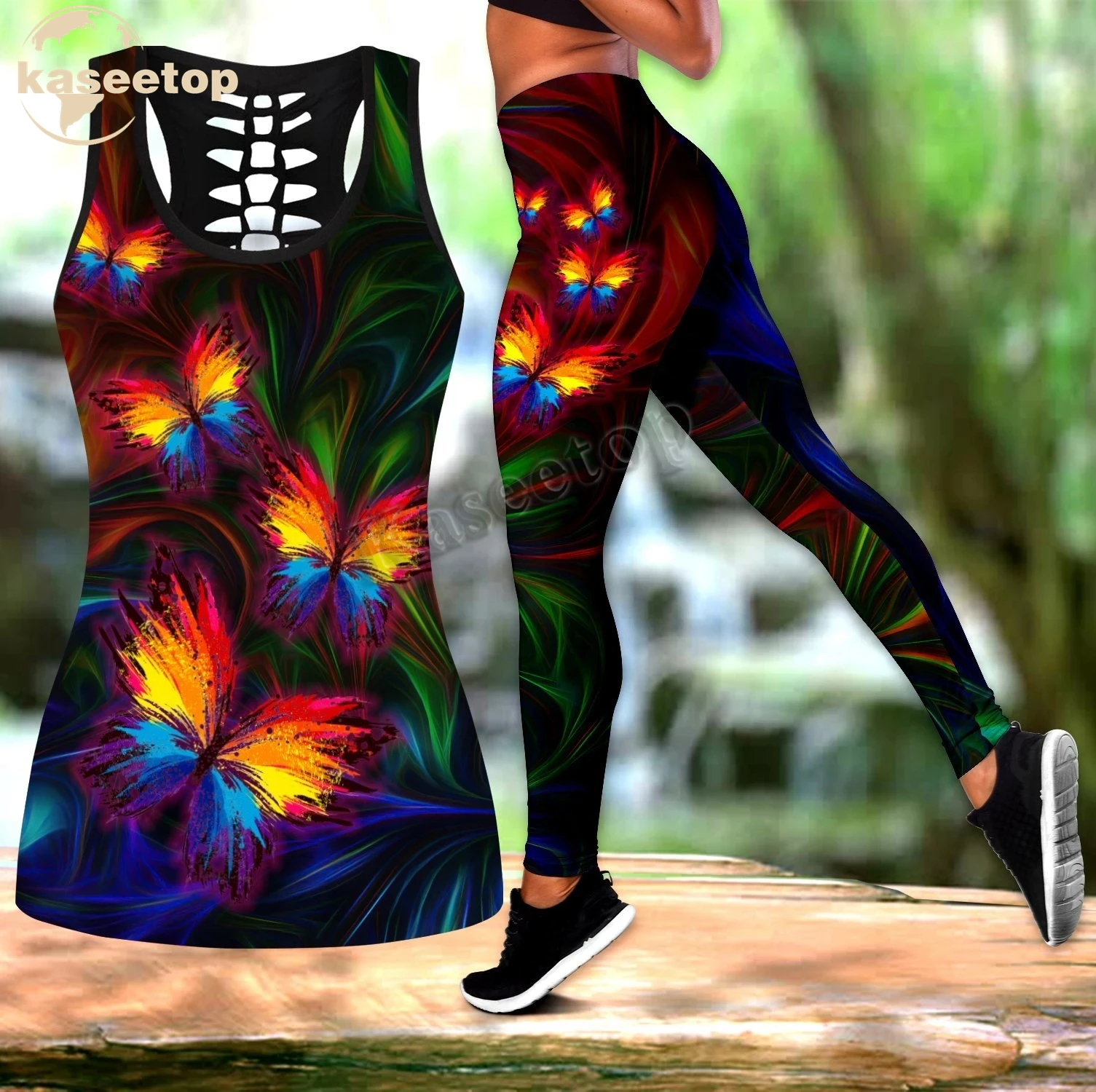 Beautiful Butterfly 3D Print Women Two Piece Yoga Set Vest Hollow Combo Tank Top Legging Waist Sport Fitness Quick Dry LK279 
Beautiful Butterfly 3D Print Women Two Piece Yoga Set Vest Hollow Combo Tank Top Legging Waist Sport Fitness Quick Dry LK279
