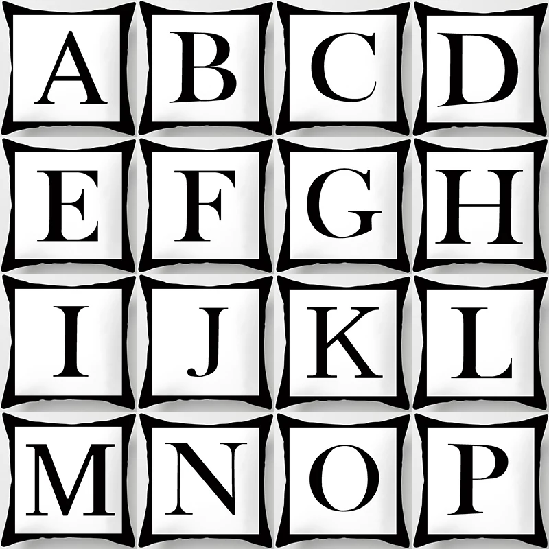 Black White Letter sofa Decorative Polyester Pillow Case Home Cushion Cover 45*45cm Kids Room Decor English Alphabet 40972
Black White Letter sofa Decorative Polyester Pillow Case Home Cushion Cover 45*45cm Kids Room Decor English Alphabet 40972