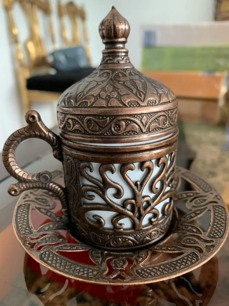 Чашка для кофе по-турецки Медь ручной работы Аутентичные дизайн эспрессо 1 Услуги
