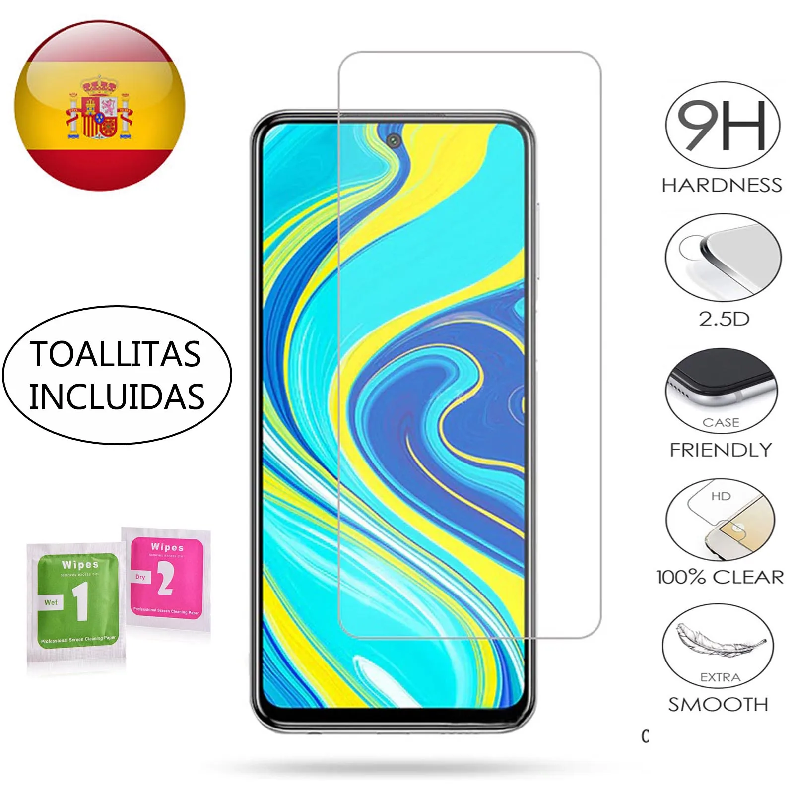 Защитная пленка для экрана Xiaomi Redmi Note 9S защитная из закаленного стекла с уровнем