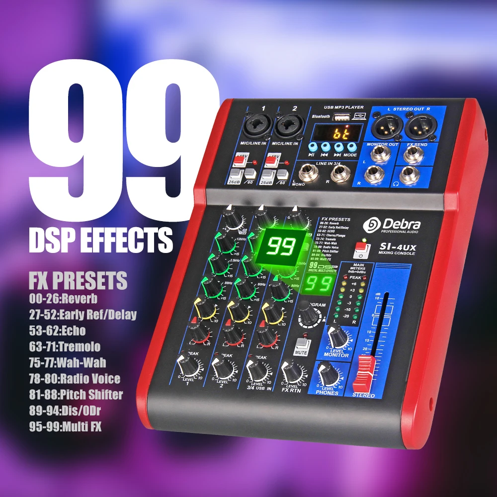 Специальная цена 4/6/8 каналов DJ-контроллер с 99DSP эффектом реверберации Bluetooth 5 0