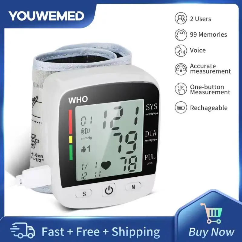 

YOUWEMED Medical Blood Pressure Digital Monitor Tensiometro Automatic Sphygmomanometer Wrist Monitor тонометр Heart Rate BP PR