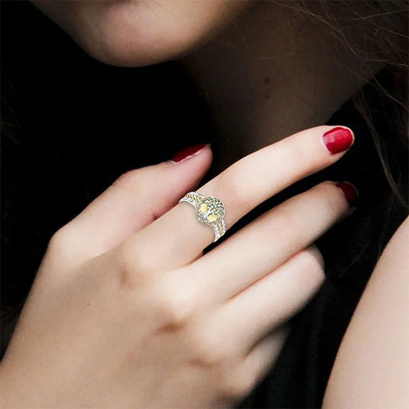 Women's Tree of Life Ring Gold and Silver Two-tone Mother's Ring Family Friendship Anniversary Jewelry Gift
Women's Tree of Life Ring Gold and Silver Two-tone Mother's Ring Family Friendship Anniversary Jewelry Gift