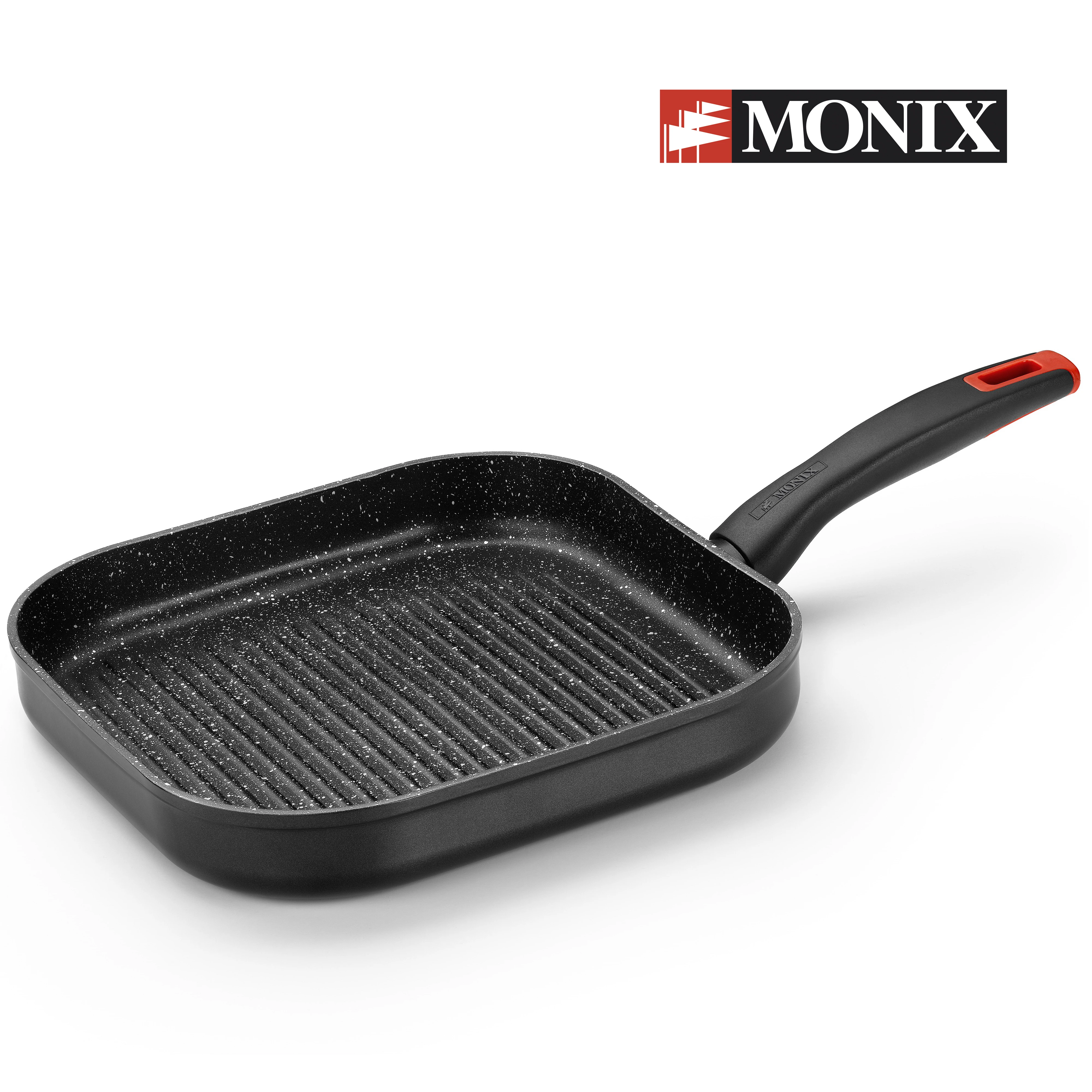 Monix Titan Rock Grill 28 см антипригарный алюминий с черными полосками. Для газа