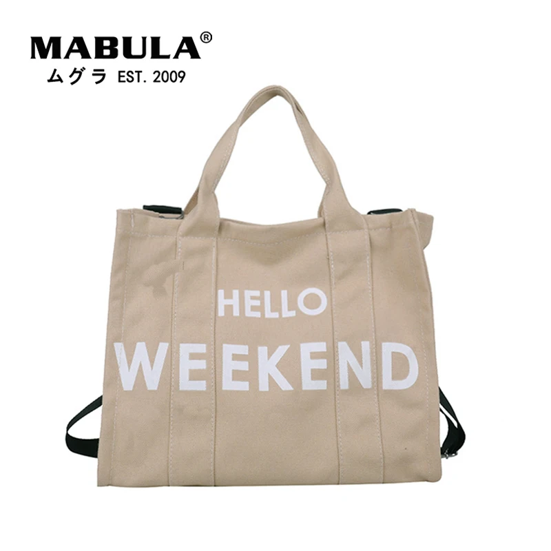 MABULA Hello Weekend Canvas Women Tote Handbags Large Capacity Messenger Bag for Work Casual Shopper Purses
MABULA Hello Weekend Canvas Women Tote Handbags Large Capacity Messenger Bag for Work Casual Shopper Purses
