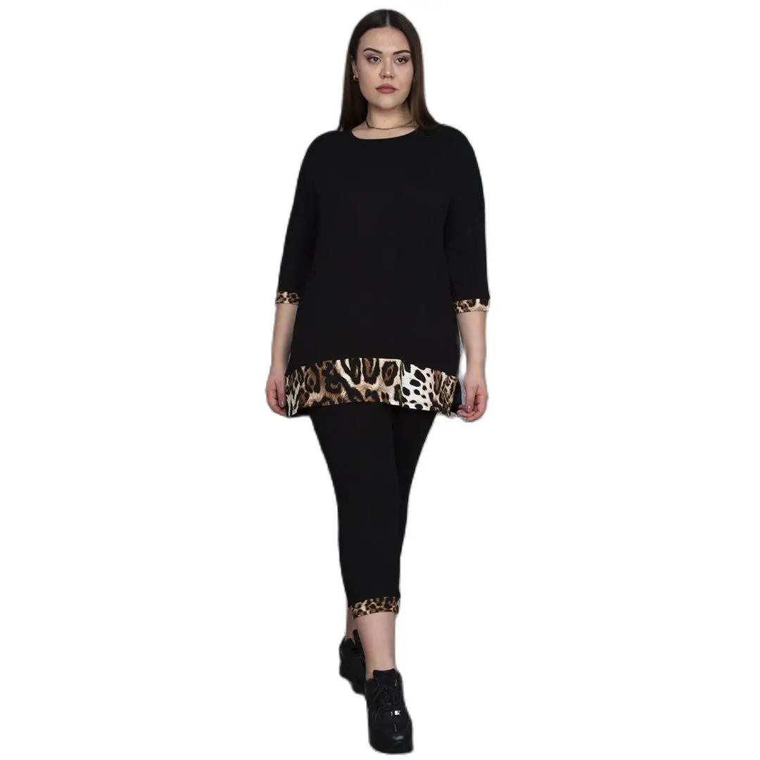 Women’s Plus Size Black Sweatsuit Set 2 Piece Leopard Patchwork Detail Tracksuit, Designed and Made in Turkey, New Arrival
Women’s Plus Size Black Sweatsuit Set 2 Piece Leopard Patchwork Detail Tracksuit, Designed and Made in Turkey, New Arrival