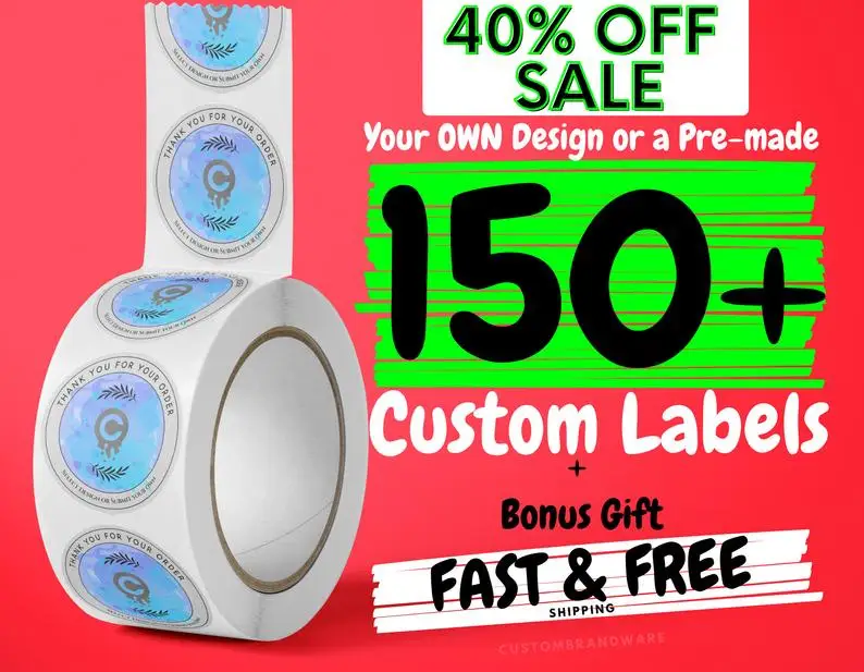 150 x Labels Your Own Design or Pre-Made Custom Roll Circle Labels ! Your own or premade design is printed / Bulk stickers - FAS
150 x Labels Your Own Design or Pre-Made Custom Roll Circle Labels ! Your own or premade design is printed / Bulk stickers - FAS