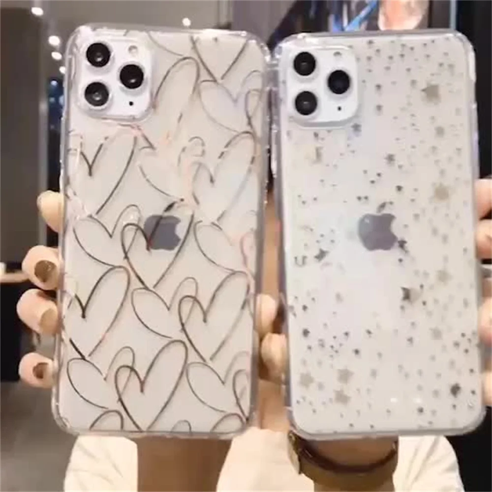 Glitter Phone Case For iPhone 11 12 Mini Pro XS Max XR X 6 6s 7 8 Plus Love Heart Star Sequins Soft Bling Clear Cover Capa
Glitter Phone Case For iPhone 11 12 Mini Pro XS Max XR X 6 6s 7 8 Plus Love Heart Star Sequins Soft Bling Clear Cover Capa