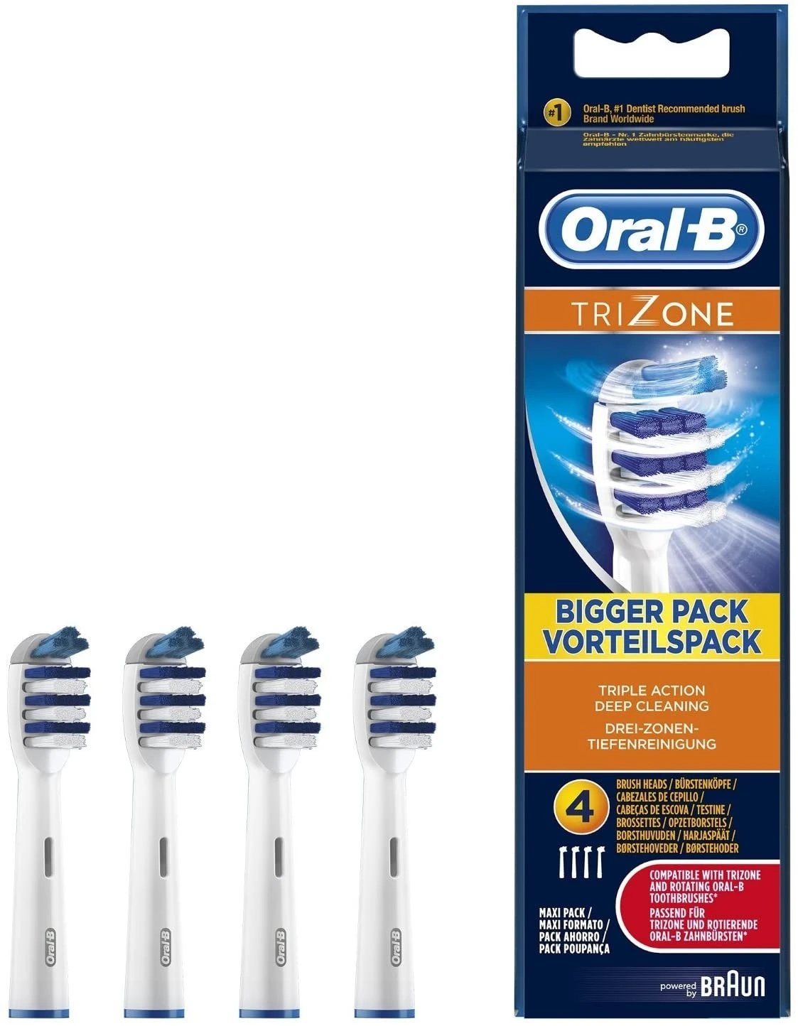 Сменная оригинальная электрическая зубная щетка Oral B Trizone с 4