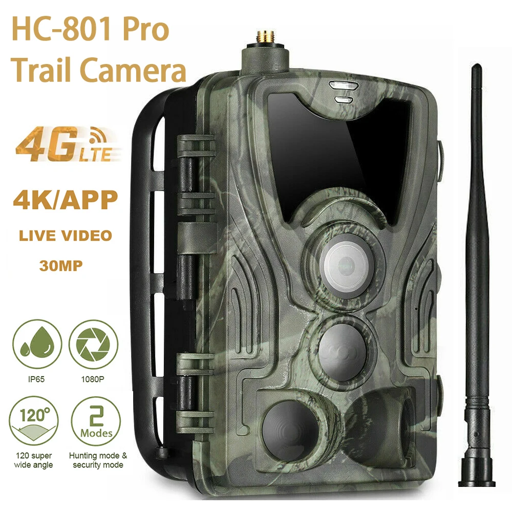 

HC-801Pro 4K Live Video APP Trail Camera 4G Cellular 30MP Wireless Wildlife Hunting Cameras Night Vision Surveillance Photo Trap