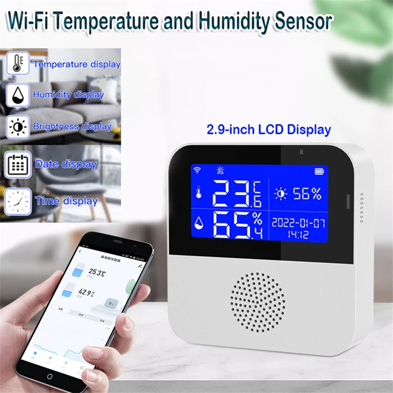 WIFI Temperature and Humidity Sensor Indoor Hygrometer Thermometer LCD Display Wall-mounted
WIFI Temperature and Humidity Sensor Indoor Hygrometer Thermometer LCD Display Wall-mounted