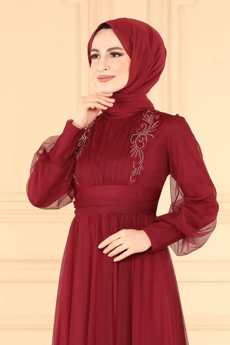 

Guipure Detailed Tulle Evening Dress Turkey Muslim Fashion Islam Dubai Istanbulstyles Ramadan Women 2022