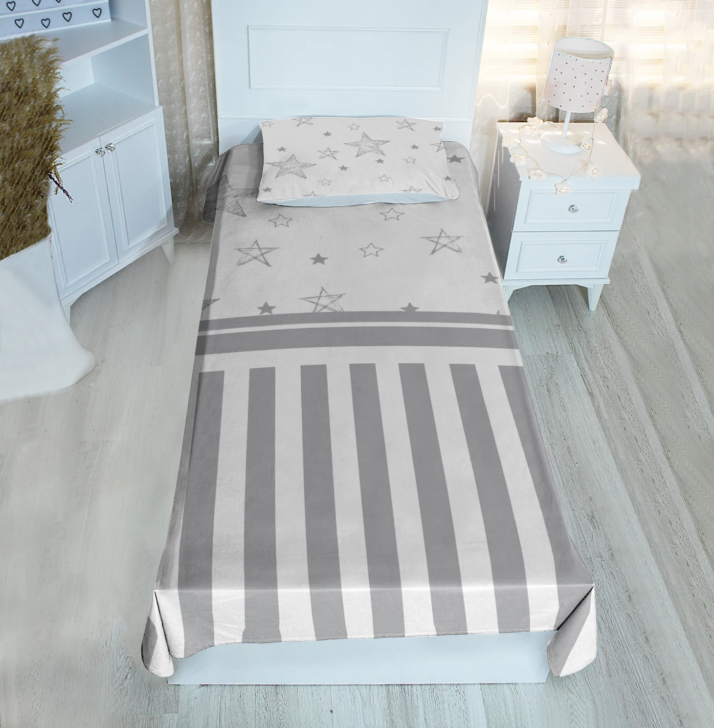 White single bed cover Grey star line patterned velvet fabric Free Shipping quality product kids room decoration
White single bed cover Grey star line patterned velvet fabric Free Shipping quality product kids room decoration