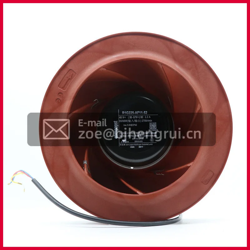 Германия Ebmpapst R1G225-AF11-52 225 мм 48VDC 2.2A 95W 663CFM 2600RPM 67dBA IP42 центробежный охлаждающий