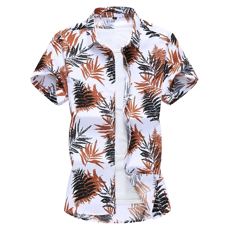 6XL 7XL Повседневная рубашка мужская летняя 2020 Новая мода цветочный принт короткий