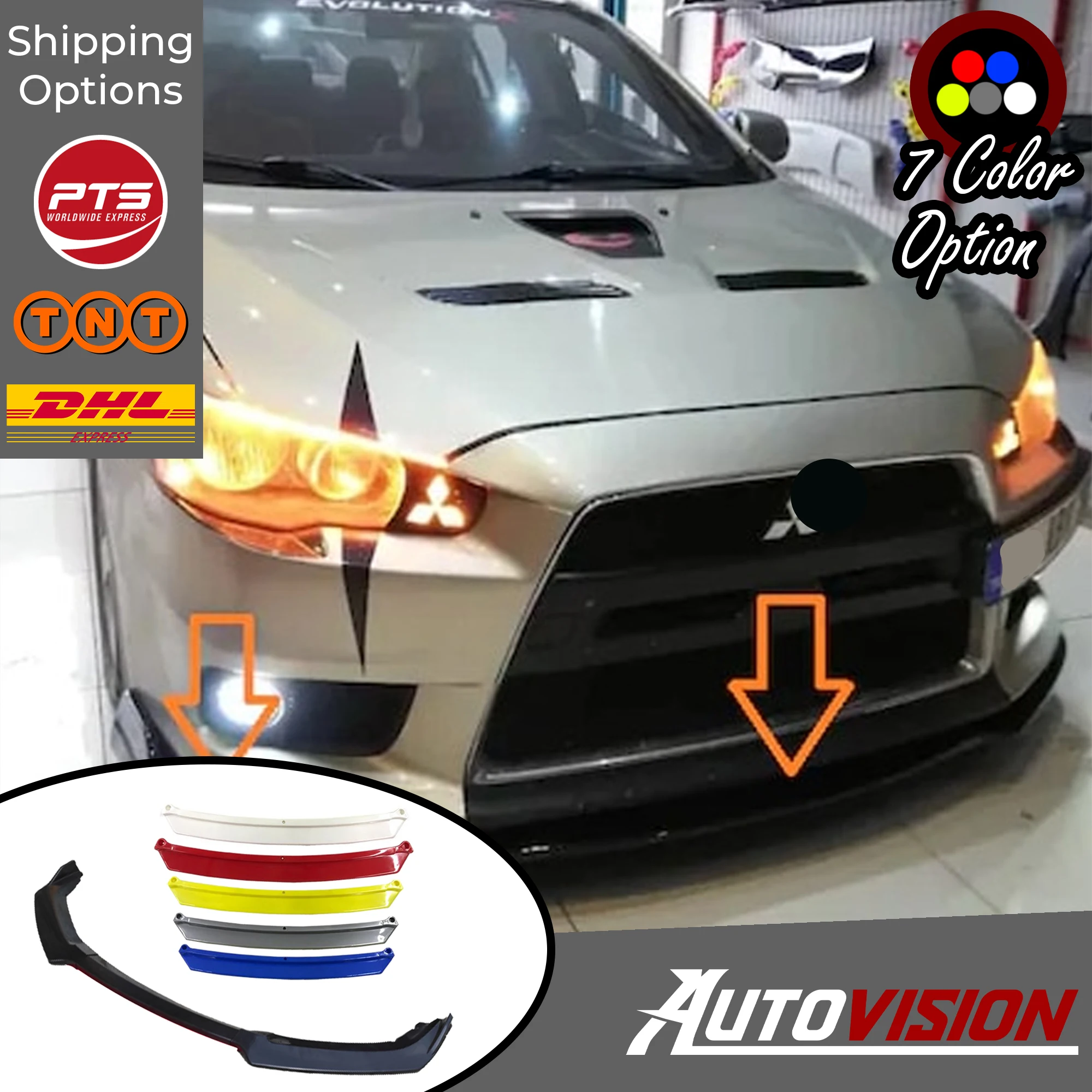 Аксессуары для Mitsubishi Lancer Evo губа переднего бампера автомобиля 3 шт. черный