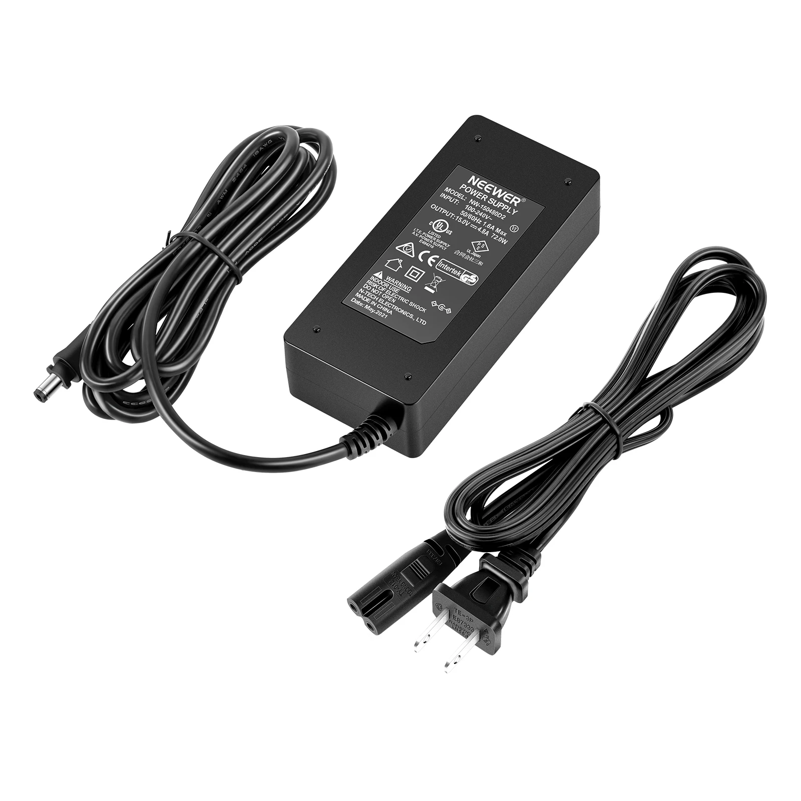Neewer Photography AC 110V to DC 15V 2.0mm X 5.5mm Power Adapter with Power Cable 4.8A Output Power Supply for Photo Studio Ring
Neewer Photography AC 110V to DC 15V 2.0mm X 5.5mm Power Adapter with Power Cable 4.8A Output Power Supply for Photo Studio Ring