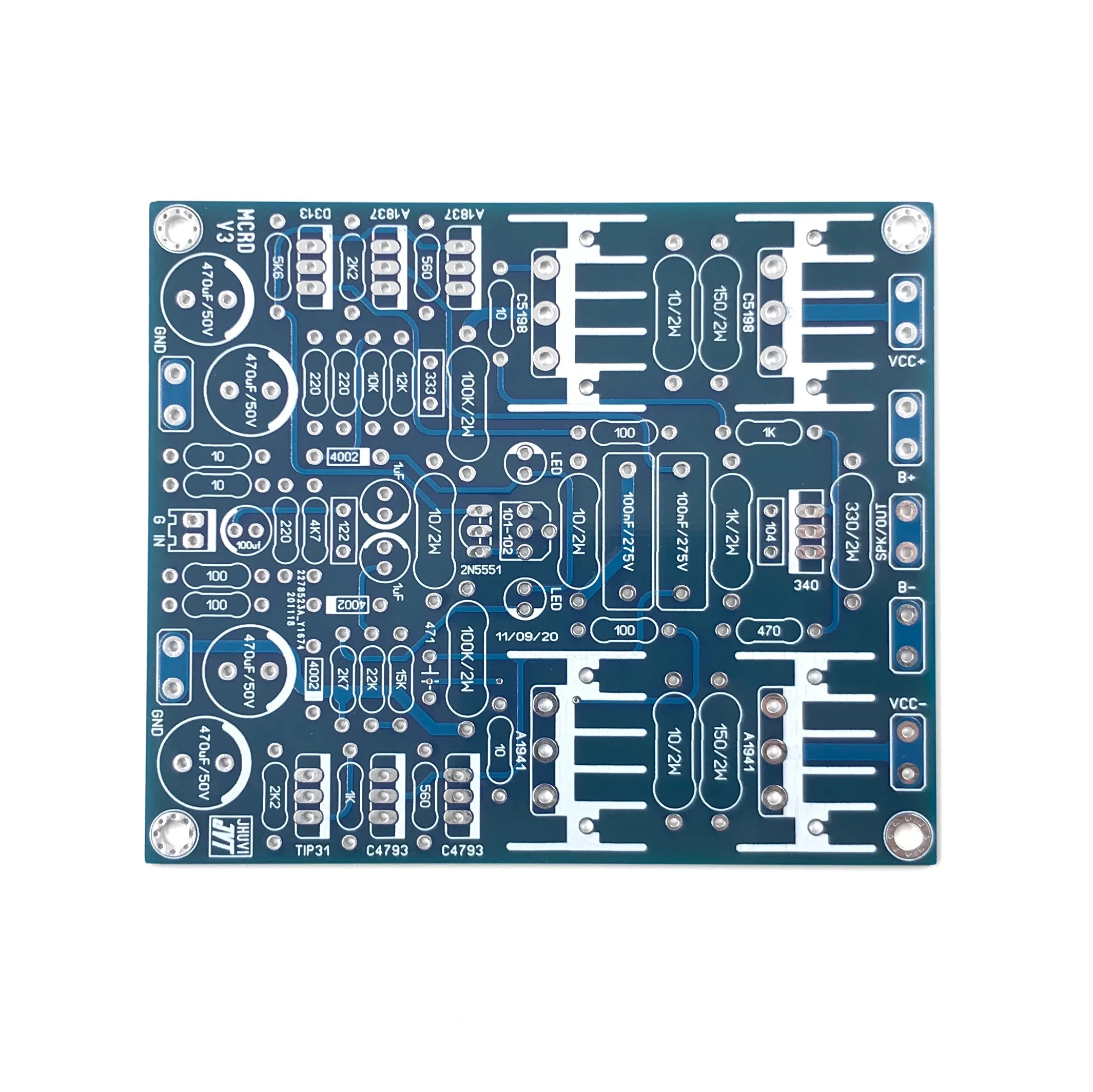 Power Amplifier Circuit Board PCB 1000W Watt MCRD V3 Extendable Sound Amp Mono 2SC5200 2SA1943 High Power Audio DIY
Power Amplifier Circuit Board PCB 1000W Watt MCRD V3 Extendable Sound Amp Mono 2SC5200 2SA1943 High Power Audio DIY