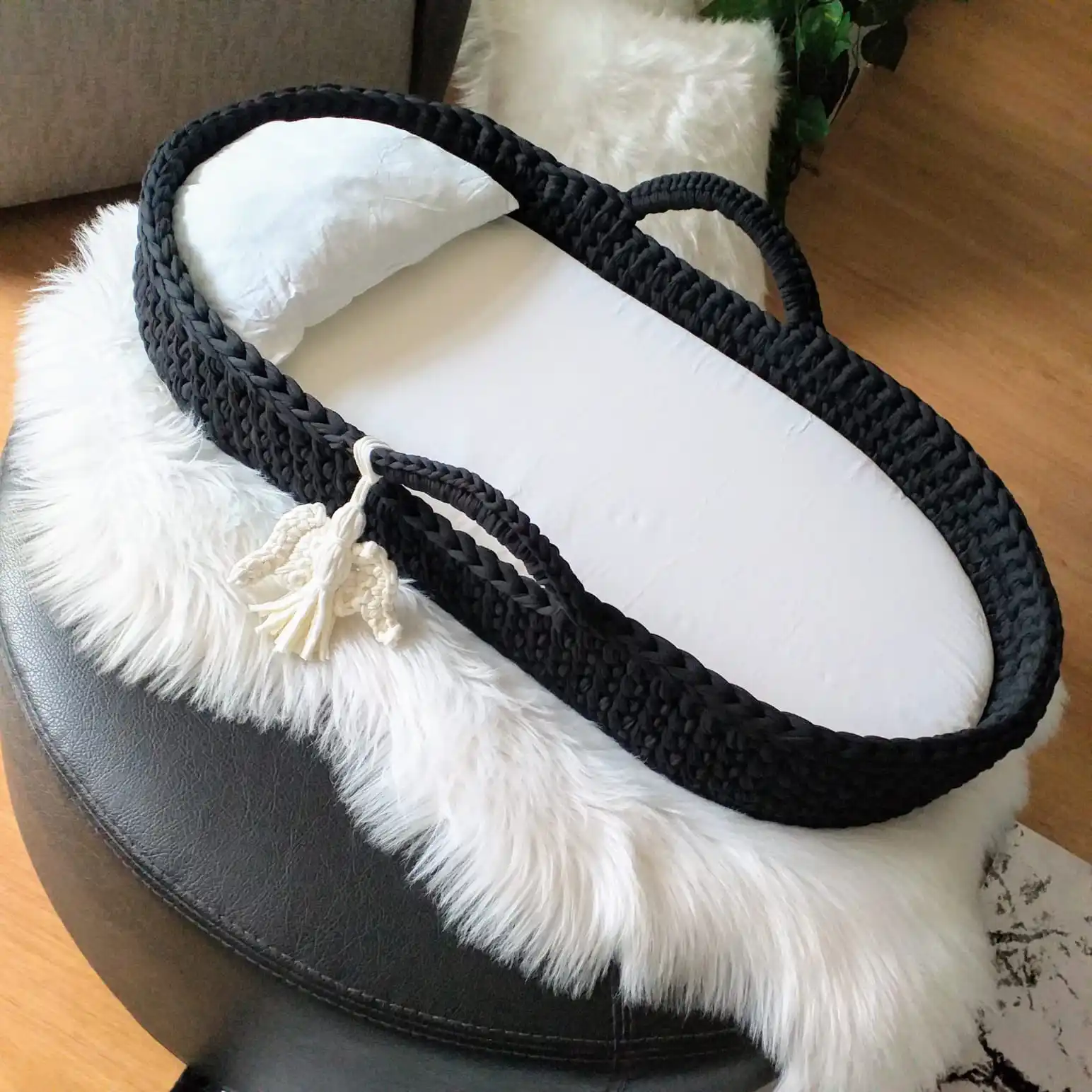 Jaju Baby Moses Basket Bottom opening Black Knitted Stroller, newborn baby basket, baby basket, handmade baby knitting basket
Jaju Baby Moses Basket Bottom opening Black Knitted Stroller, newborn baby basket, baby basket, handmade baby knitting basket