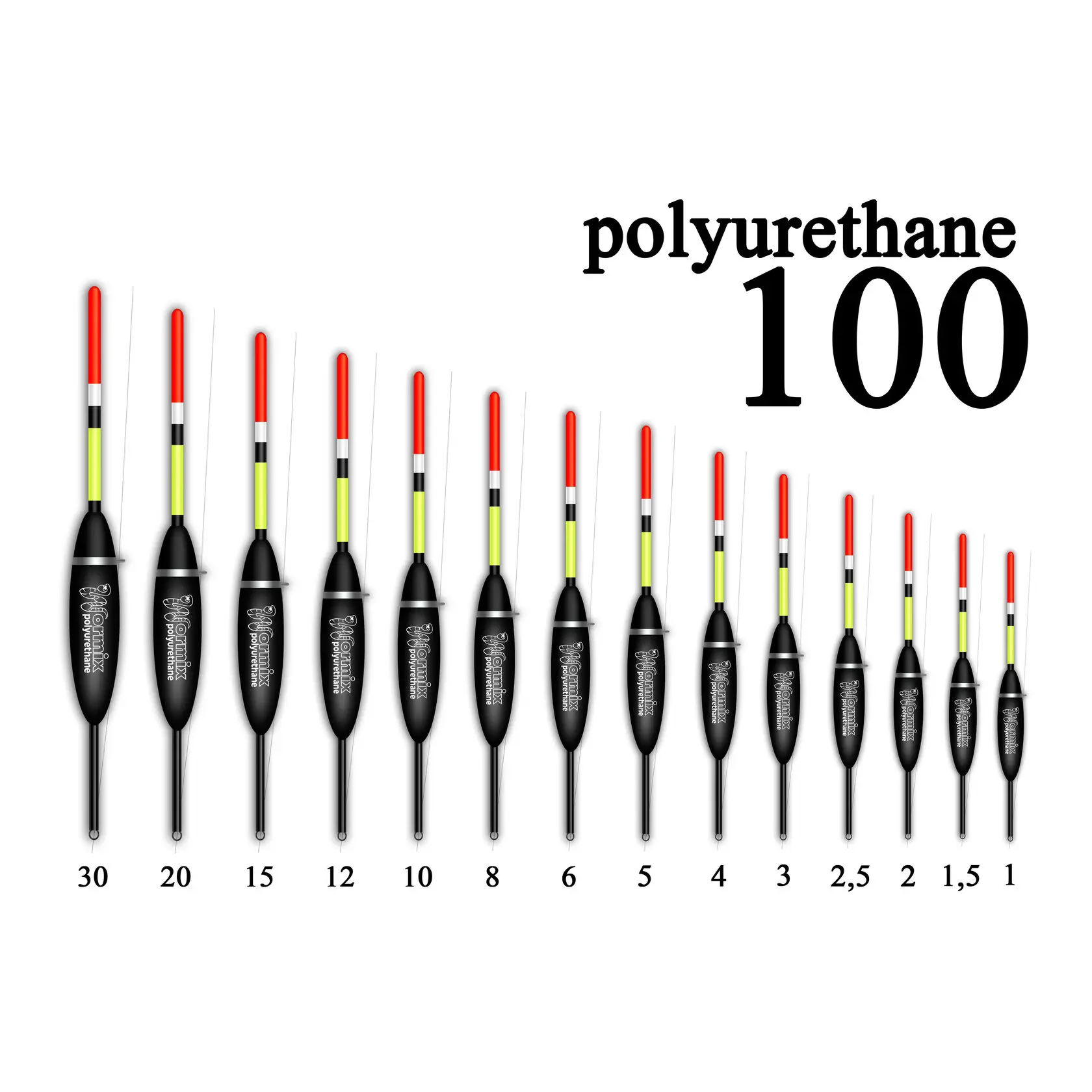 Поплавок wormix для рыбалки из полиуретана 3 шт-100 *1-1.5-2-2.5- 3-4-5-6-8-10-12 гр. | Спорт и