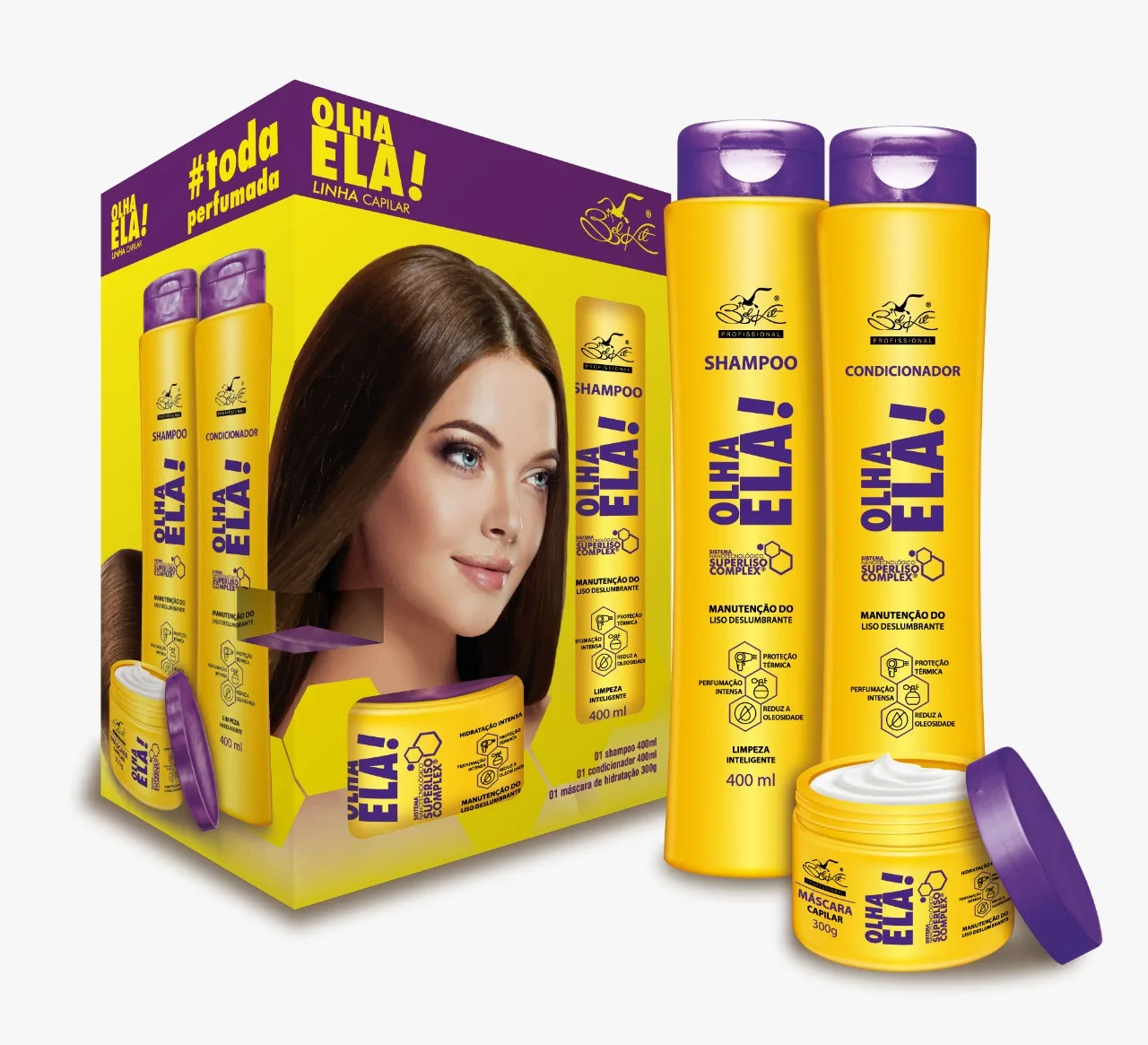 Kit Olha Ela Shampoo + Condicionador + Máscara na Caixa Cabelos Brilhosos and Hidratados
Kit Olha Ela Shampoo + Condicionador + Máscara na Caixa Cabelos Brilhosos and Hidratados