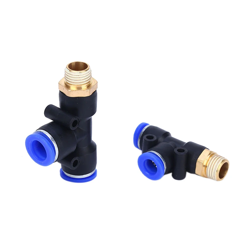 

200-500PCS PD 4mm to 12mm Hose Tube 1/4" 1/8" 3/8" 1/2"BSP Male Thread Pneumatic Fittings T Shape Tee Air Connector Pipe Coupler