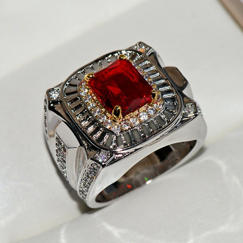 New Red Sqaure Crystal Ring For Men Silver Color Luxury Wedding Engagement Men's Rings Male Jewelry Hand Accessories Party Gift
New Red Sqaure Crystal Ring For Men Silver Color Luxury Wedding Engagement Men's Rings Male Jewelry Hand Accessories Party Gift