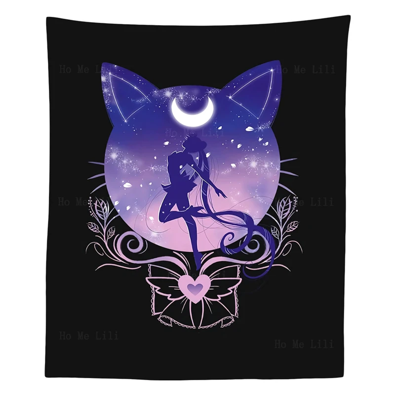 

Cute Moon Luna Cat Face And Sailor Anime Kawaii Pastel Goth Cartoon Girls Tapestry By Ho Me Lili For Room Decorations