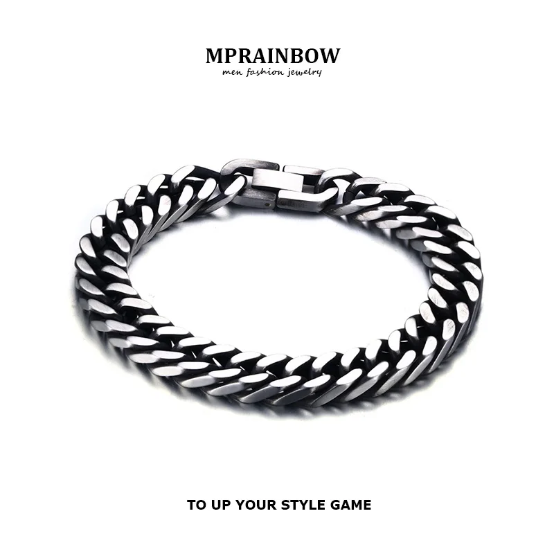 Men Cuban Link Bracelet 8.5mm,10.5mm ,Oxidized Slick Chain Bracelets, Stainless Steel flat Men's Unisex Streetwear Chain
Men Cuban Link Bracelet 8.5mm,10.5mm ,Oxidized Slick Chain Bracelets, Stainless Steel flat Men's Unisex Streetwear Chain