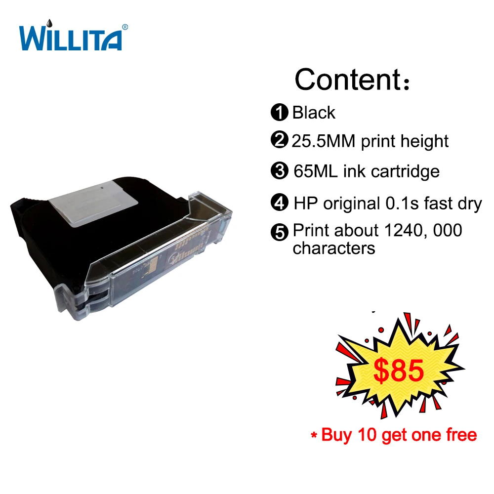 Ink Cartridge box 0.1s fast dry black 25.5mm print height For handheld inkjet Jet Printer
Ink Cartridge box 0.1s fast dry black 25.5mm print height For handheld inkjet Jet Printer