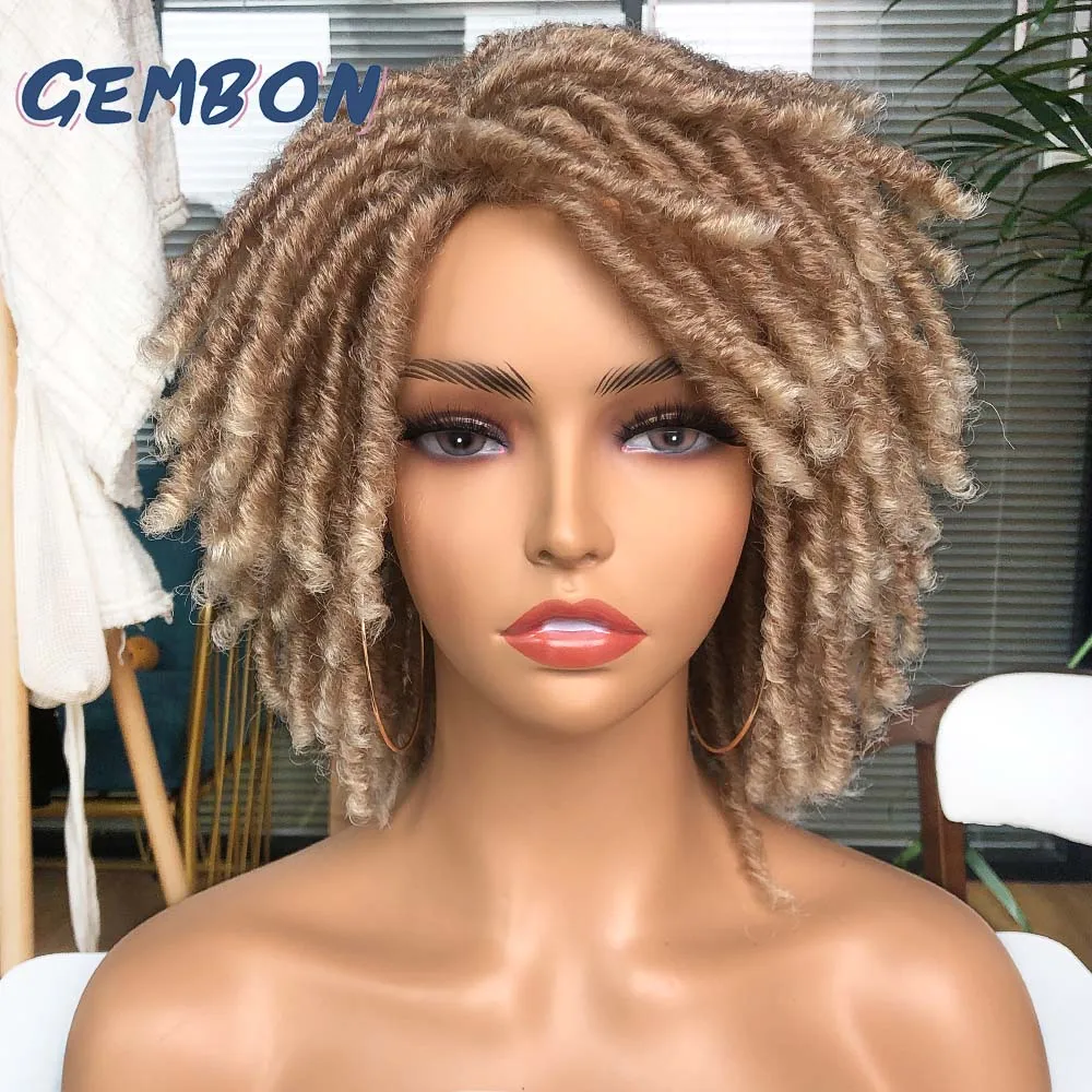 Короткие вьющиеся волосы Dreadlock парик синтетические мягкие искусственные