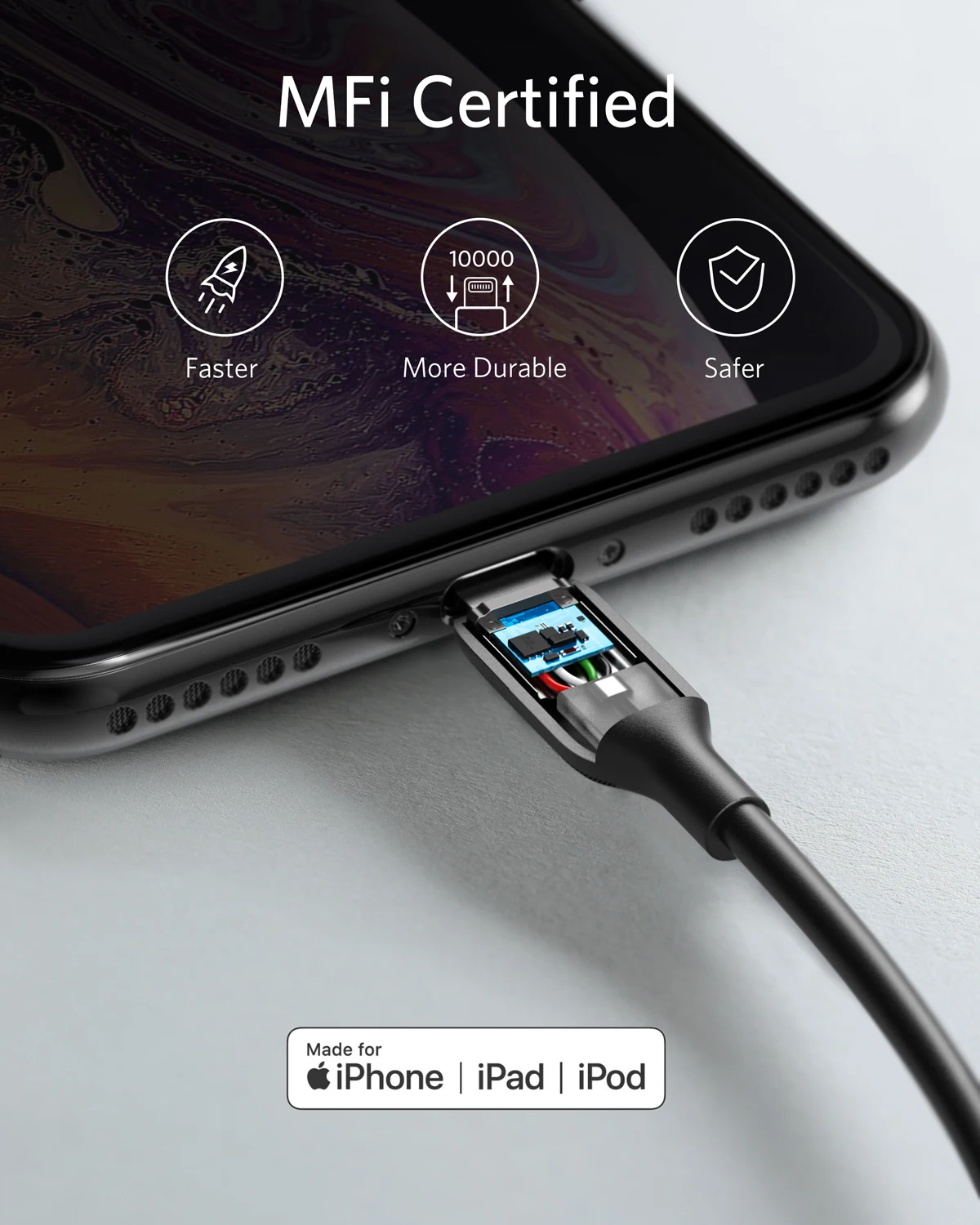 Anker Powerline III Lightning Кабель 3 фута MFi Сертифицированный для iPhone 11 X Xr Xs Max 8 Plus