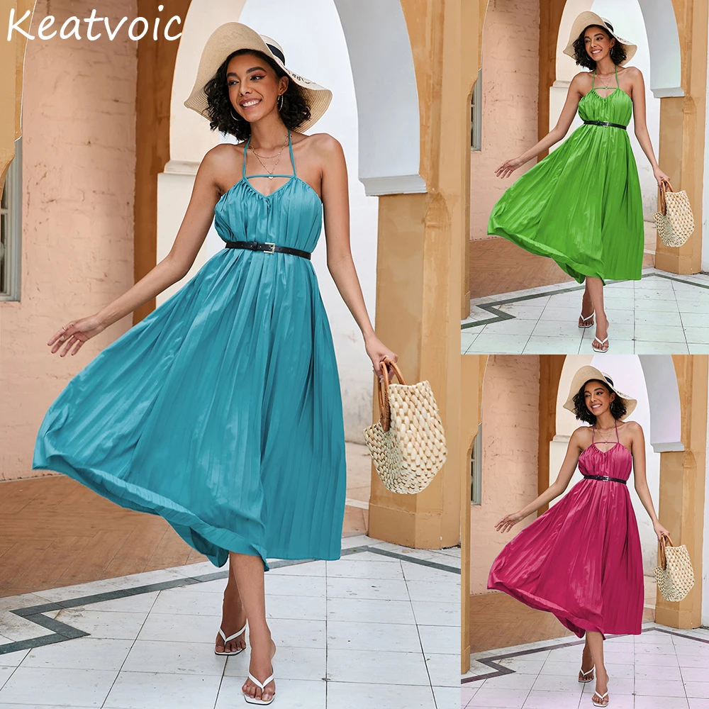 Keatvoic Summer Candy Color A-line Dress Womens Casual Spaghetti Straps Sunderss Solid Sash High Waist Maxi Dresses
Keatvoic Summer Candy Color A-line Dress Womens Casual Spaghetti Straps Sunderss Solid Sash High Waist Maxi Dresses