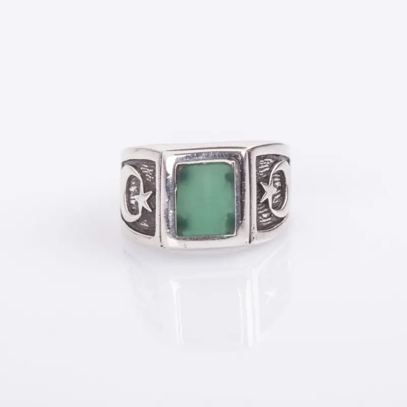 925 Sterling Green Agate Stone Moon Star Pattern Silver Ring Fashion Turkish Premium Quality Handmade Jawelery
925 Sterling Green Agate Stone Moon Star Pattern Silver Ring Fashion Turkish Premium Quality Handmade Jawelery