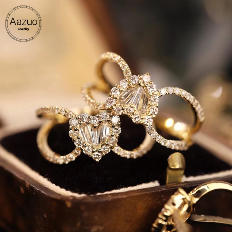 Aazuo 18K ТВЕРДОЕ розовое золото реальные бриллианты модная милая в форме сердца