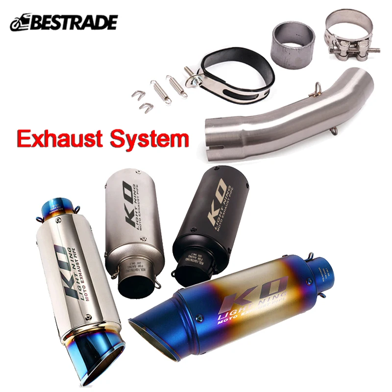 

Motorcycle Exhaust System Middle Link Pipe Slip On 51mm Mufflers Tube Modified For Duke 250 390 RC390 Duke 250ADV 390ADV 2021