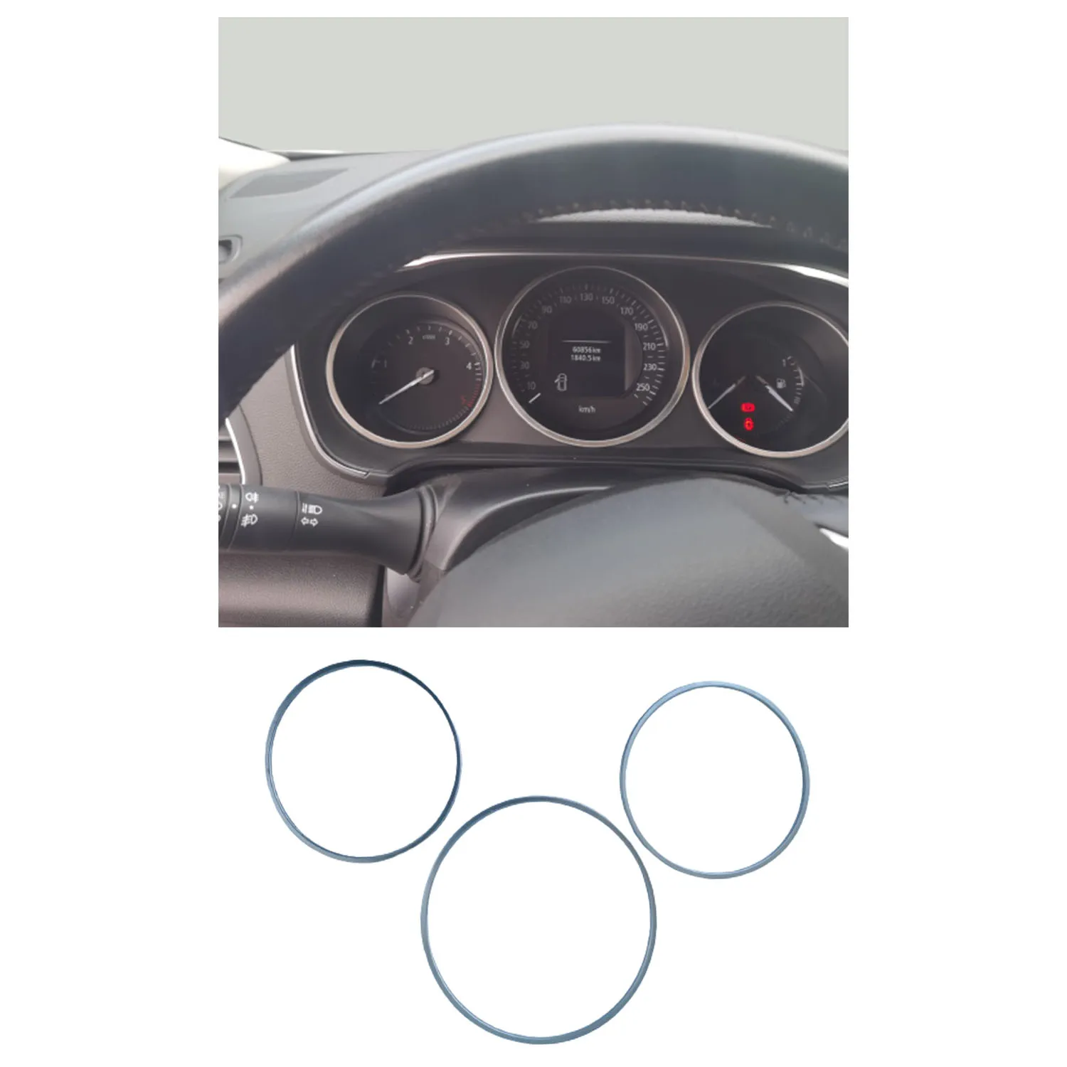 Хромированный циферблат Renault Megane, 4 дюйма, S. Сталь, 3 шт., 2016 и выше 
Хромированный циферблат Renault Megane, 4 дюйма, S. Сталь, 3 шт., 2016 и выше