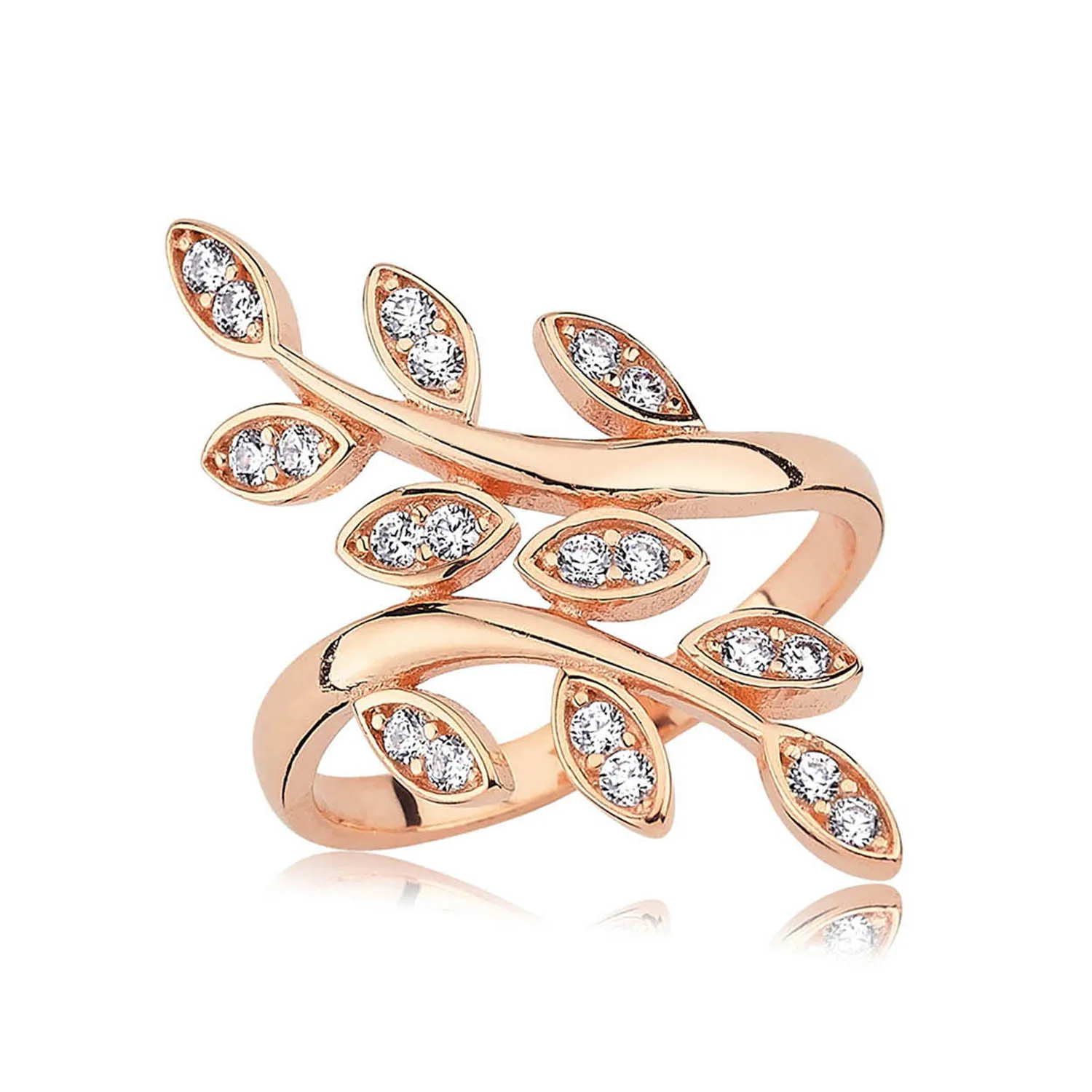 Valori Jewels Swirling Leaf, Zirconia White Gemstone, Rose Gold Plated, Sterling Silver Ring
Valori Jewels Swirling Leaf, Zirconia White Gemstone, Rose Gold Plated, Sterling Silver Ring