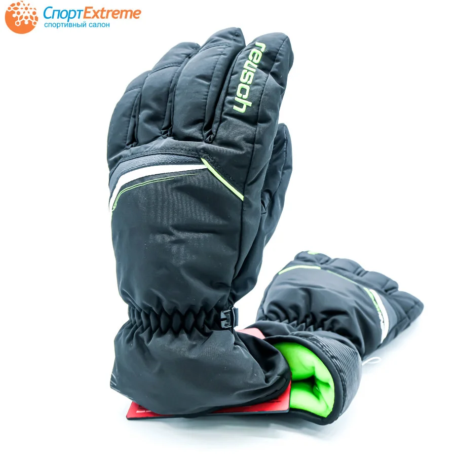 Перчатки горнолыжные REUSCH Snow King Black/Neon Green | Аксессуары для одежды