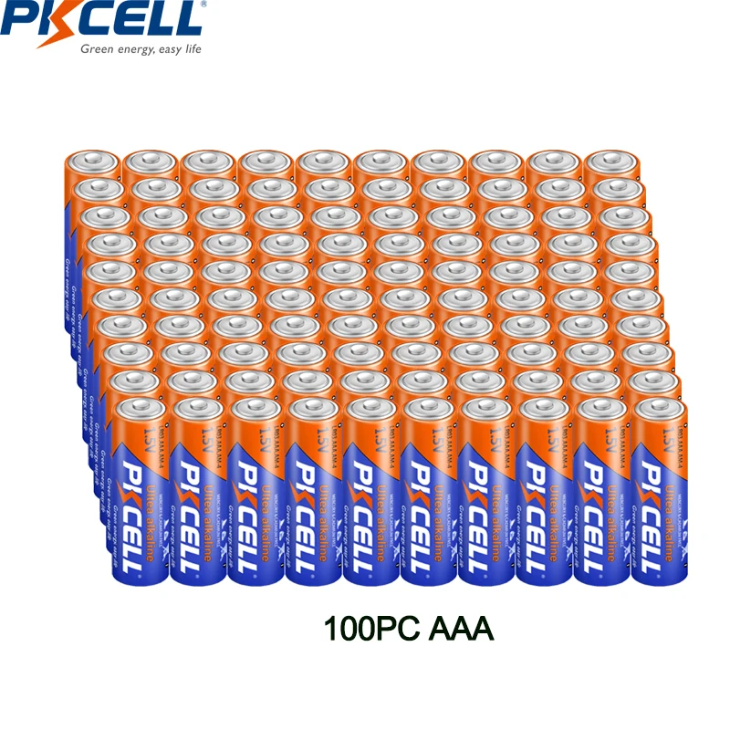 PKCELL 100PC LR03 E92 AM4 MN2400 1.5V AAA Alkaline Battery Dry single use batteries Wireless Mouse, Keyboard,Walkman Thermometer
PKCELL 100PC LR03 E92 AM4 MN2400 1.5V AAA Alkaline Battery Dry single use batteries Wireless Mouse, Keyboard,Walkman Thermometer