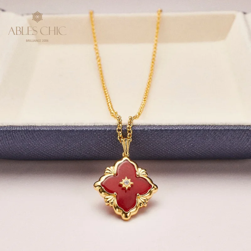 925 Solid Silver Clover Four Leaf Agate Pendant 18K Gold Tone Natural Gemstone Elegant Floral Wedding Necklace C11N3S25727
925 Solid Silver Clover Four Leaf Agate Pendant 18K Gold Tone Natural Gemstone Elegant Floral Wedding Necklace C11N3S25727