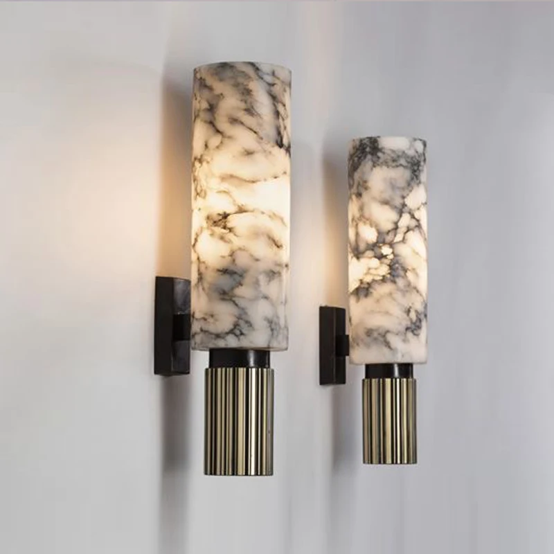 

Deyidn Chinese Marble Wall Lamp Copper Sconce Light Luxury Indoor LED Decor light For Aisle Corridor Stair Bedroom Living Room