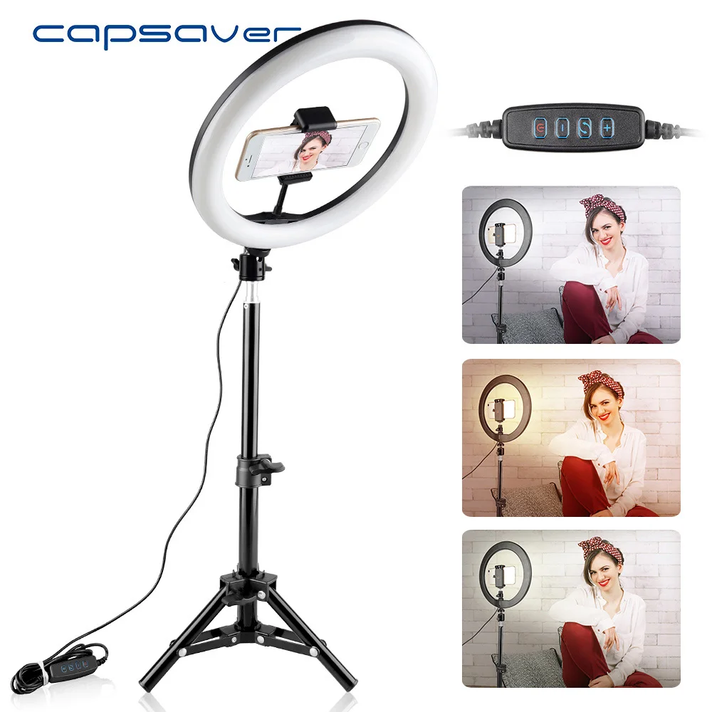 capsaver RL-10 Dimmable LED Ring Light 26cm USB Makeup Ring Lamp with Phone Holder Tripod for Selfie Camera Youtube Shoot
capsaver RL-10 Dimmable LED Ring Light 26cm USB Makeup Ring Lamp with Phone Holder Tripod for Selfie Camera Youtube Shoot