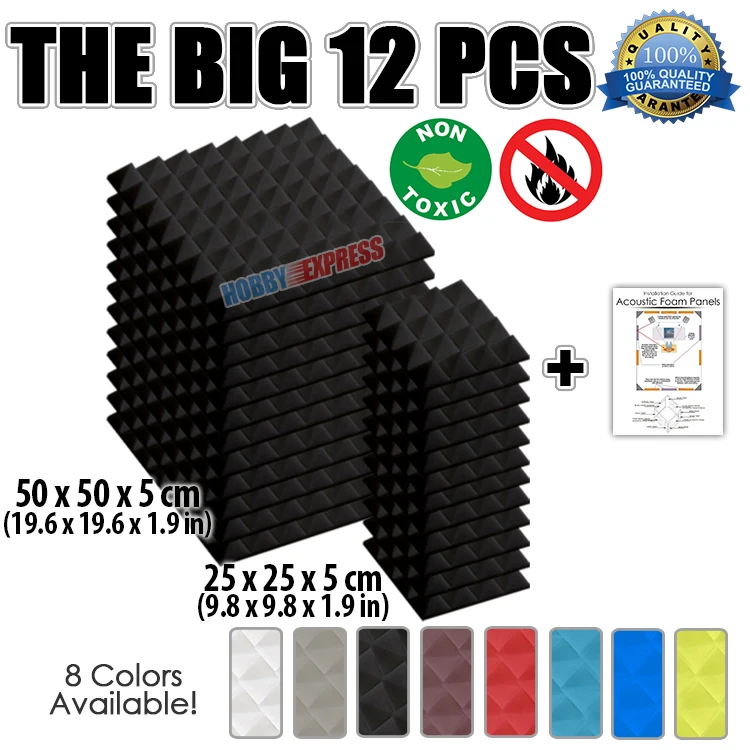 Arrowzoom 12 pcs Set Pyramid Acoustic Foam Panel Sound Studio Absorption Tiles 19.6*19.6*1.9" / 9.8*9.8*1.9" KK1034
Arrowzoom 12 pcs Set Pyramid Acoustic Foam Panel Sound Studio Absorption Tiles 19.6*19.6*1.9" / 9.8*9.8*1.9" KK1034