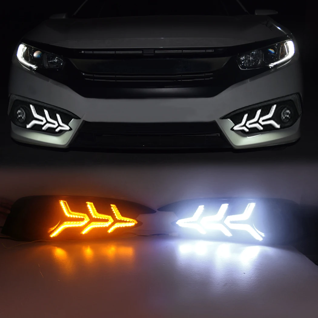 2Pcs Front LED Daytime Running Light W/Fog Lamp Turn Signal Lights For 2016-2018 Honda Civic
2Pcs Front LED Daytime Running Light W/Fog Lamp Turn Signal Lights For 2016-2018 Honda Civic