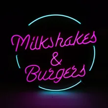 Custom led Milk Shakes Burgers shop Led Neon Sign Light Sign Decoration Home Bar Wall Bedroom Party Decorative Cool Neon Lamp